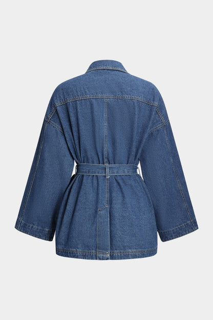 Damen Taillierte Denimjacke Modern Blau