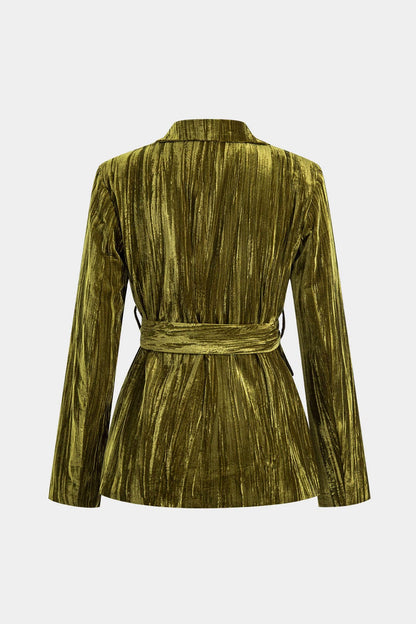 Damen Samtjacke Mit Bindegürtel