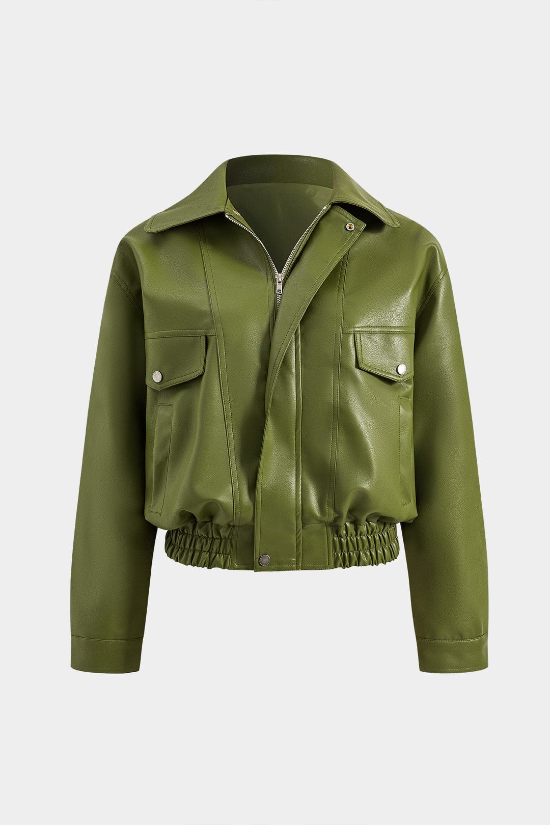 Grüne Kunstlederjacke Damen - Norvielle