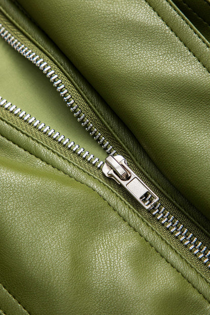 Grüne Kunstlederjacke Damen