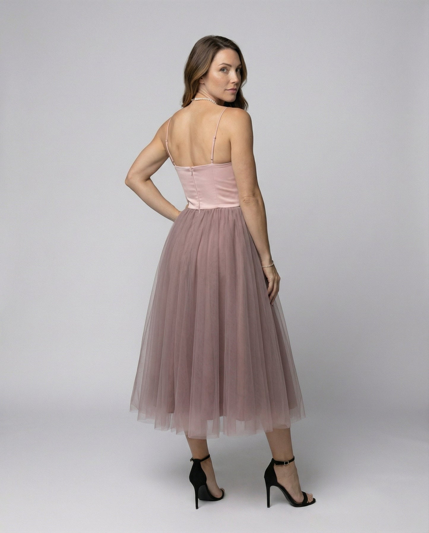 Damen Tüll Abendkleid Korsett