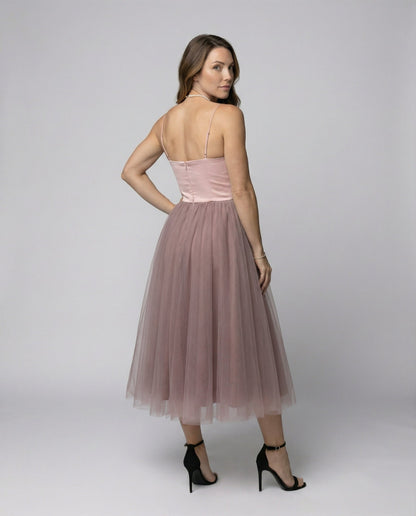 Damen Tüll Abendkleid Korsett