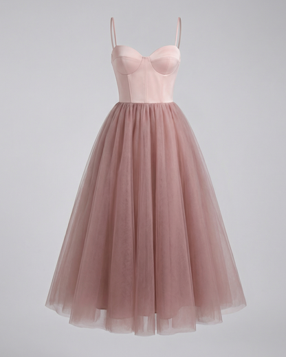Damen Tüll Abendkleid Korsett