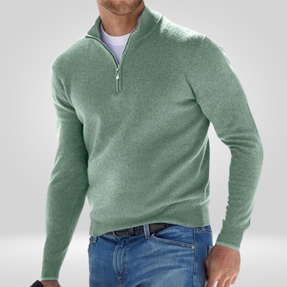 Viertel-Reißverschluss-Pullover | Lässig | Warm | Strickpullover | Herren Halb-Reißverschluss-Pullover-Grün-S-Chaps Herrenmode
