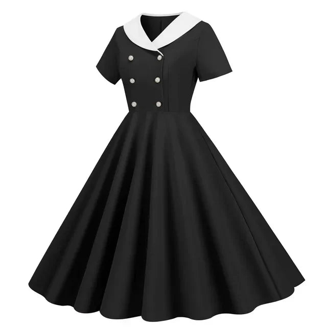 Eveloria Damen V-Hals Jurk mit Knöpfen Sommerlich Groß