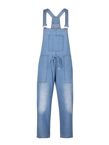 Eveloria Damen Denim Overall Schnürung Blau
