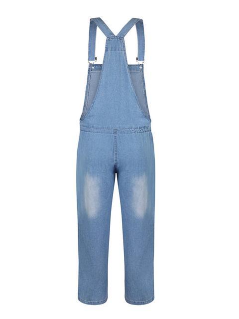 Eveloria Damen Denim Overall Schnürung Blau