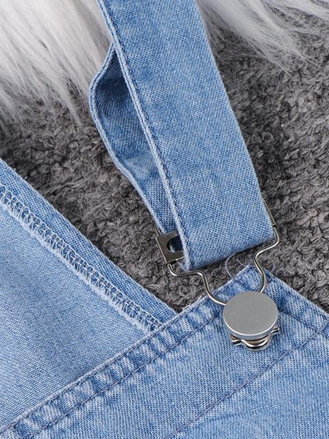 Eveloria Damen Denim Overall Schnürung Blau