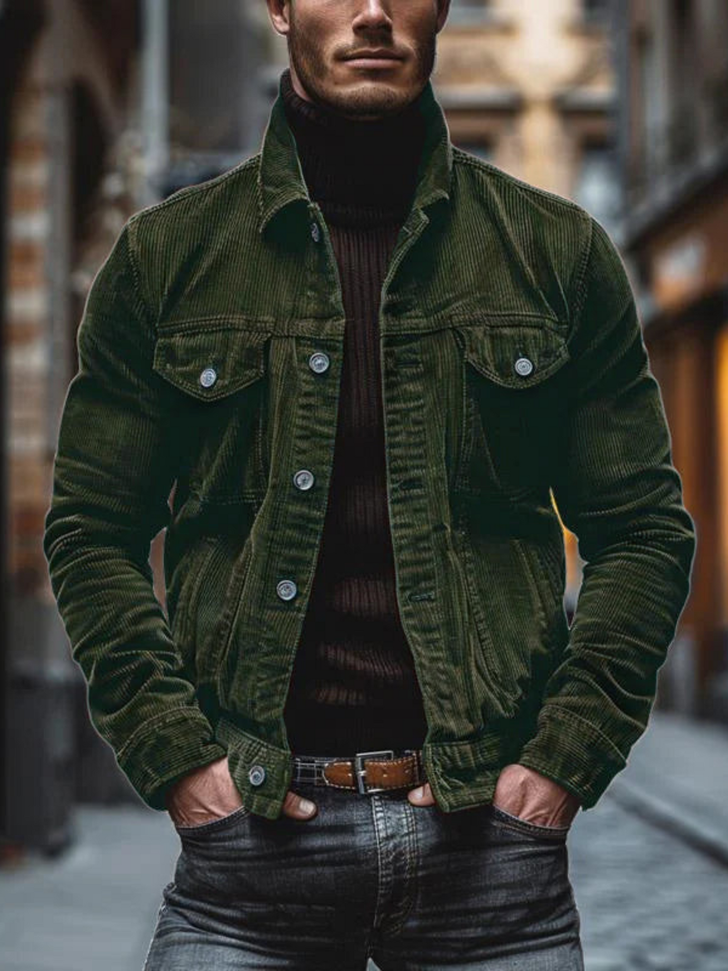 Eveloria Herren Arbeitsjacke Cord Stretch Lockere Passform