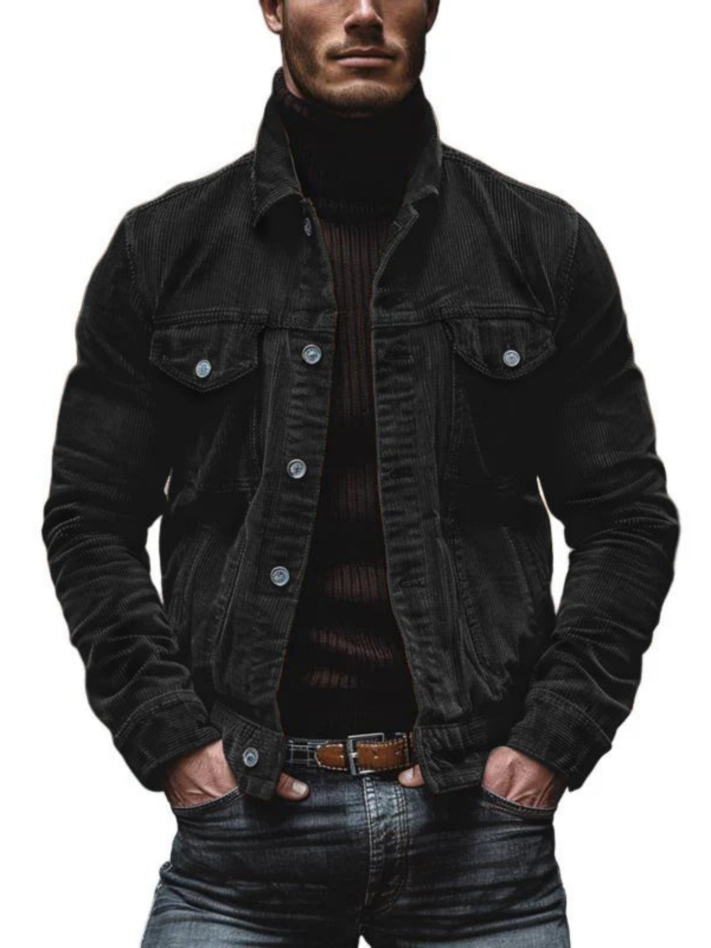 Eveloria Herren Arbeitsjacke Cord Stretch Lockere Passform