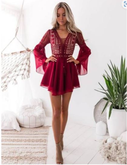 Damen Kurzkleid Boho-Stil Vintage