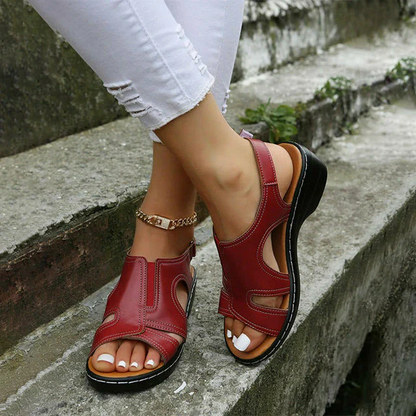 Eveloria Damen Sandalen Bequem Leder Braun
