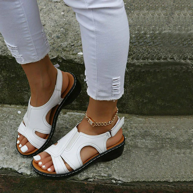 Eveloria Damen Sandalen Bequem Leder Braun
