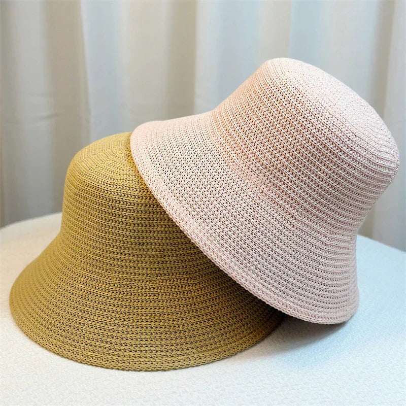 Eveloria Damen Fischerhut Stroh Geflochten Retro Braun