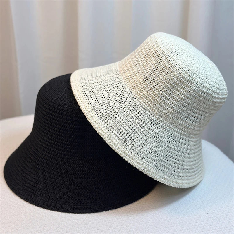 Eveloria Damen Fischerhut Stroh Geflochten Retro Braun
