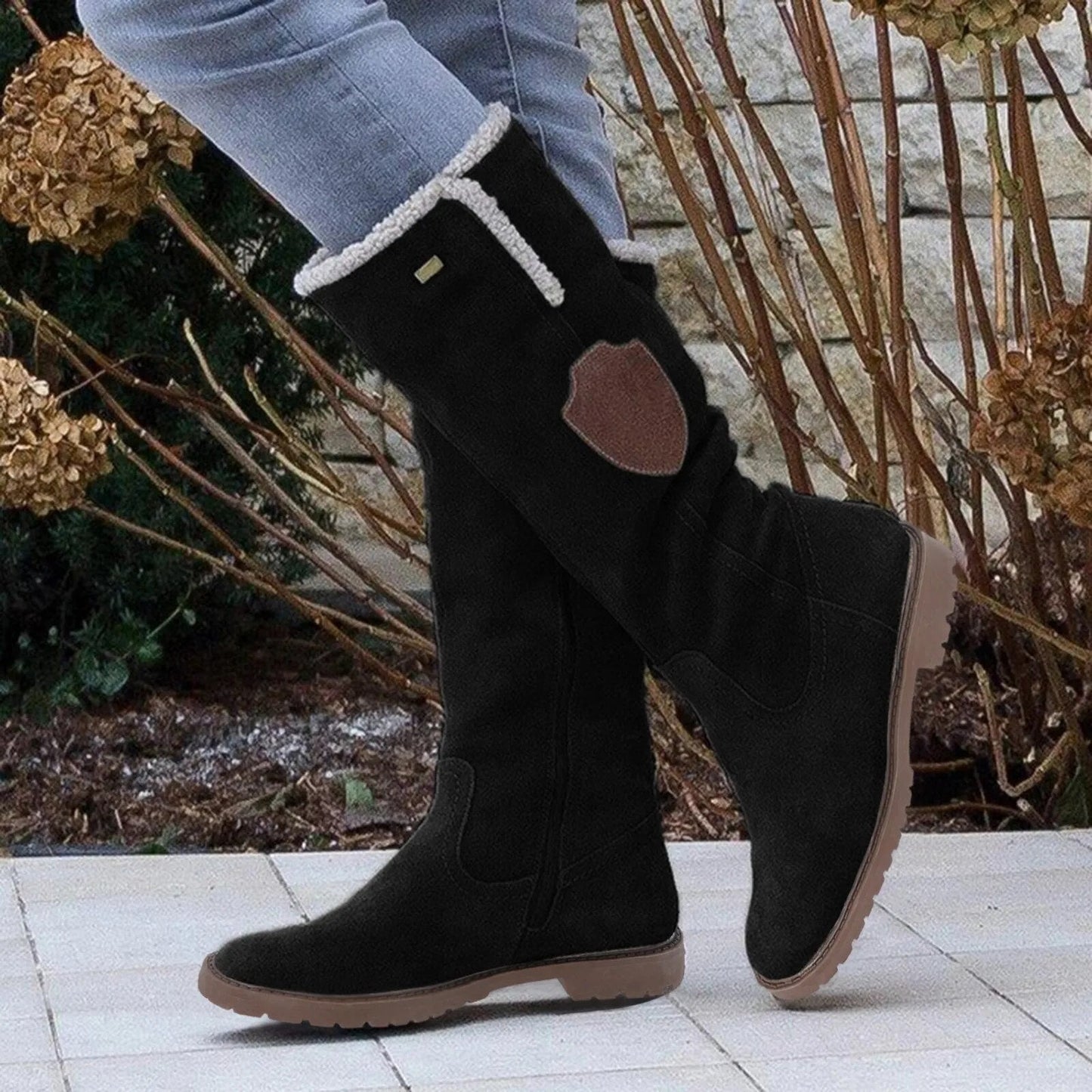 Damen Knöchelhohe Stiefel Wildleder Kunstfellfutter - Eveloria