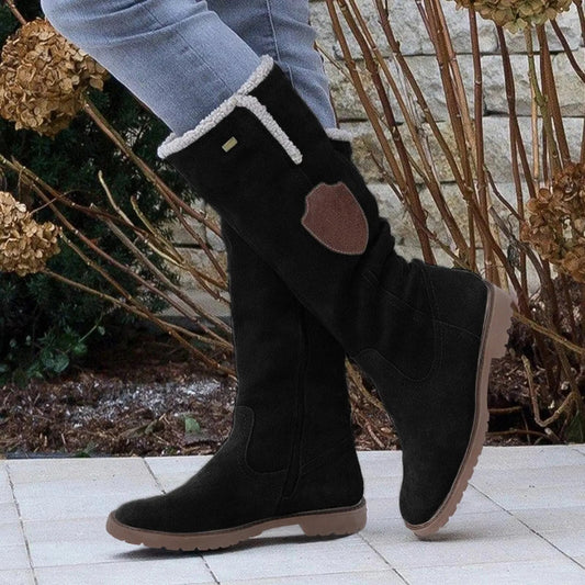 Damen Knöchelhohe Stiefel Wildleder Kunstfellfutter - Eveloria