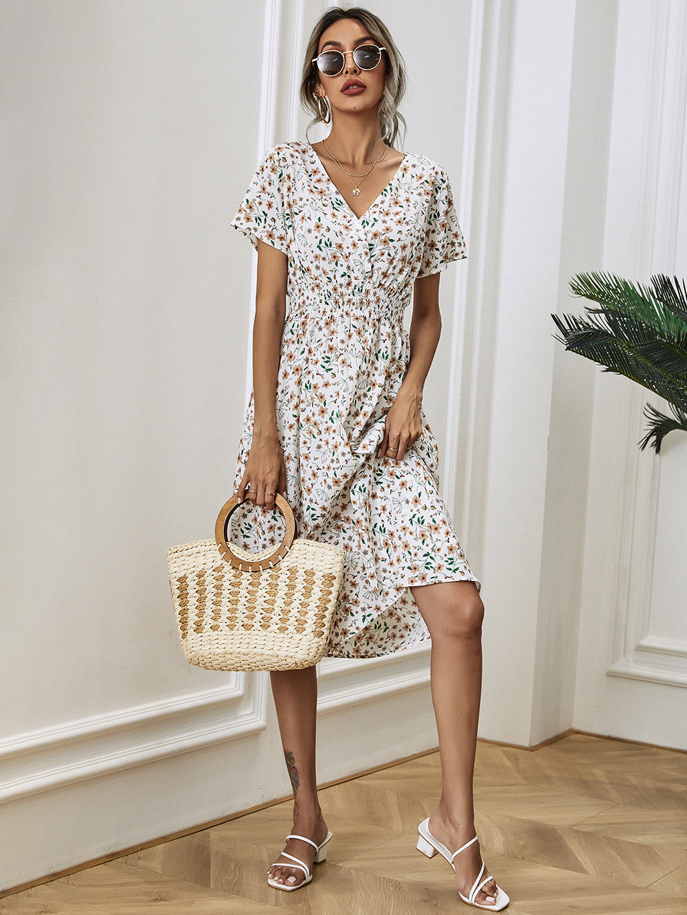 Eveloria Damen Sommerkleid Floral Elegant
