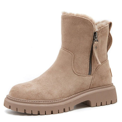 Damen Winterstiefeletten Rutschfeste Sohle Wildleder Braun