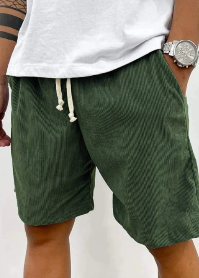 Herren Freizeitshorts Kordelzug Grau Baumwolle