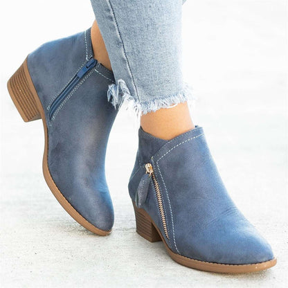 Damen Stiefeletten Bequem Reißverschluss - Eveloria
