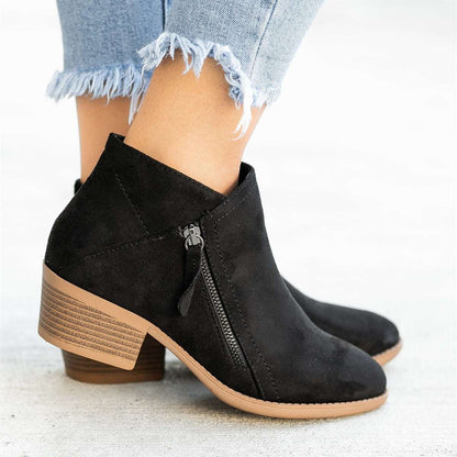 Damen Stiefeletten Bequem Reißverschluss