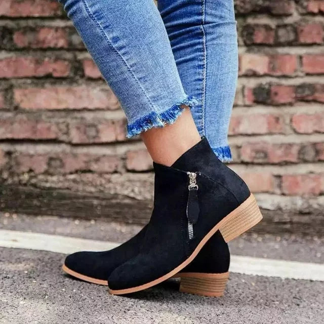 Damen Stiefeletten Bequem Reißverschluss