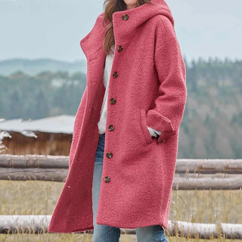 Damen Cordmantel Lang