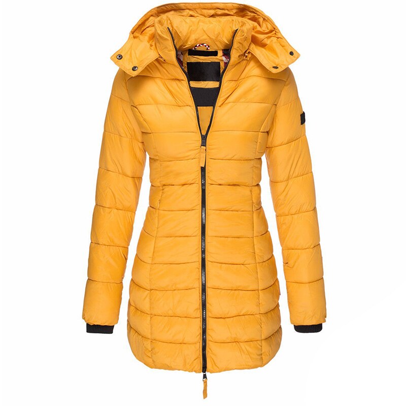 Damen Winterparka Lang Gefüttert Kapuze