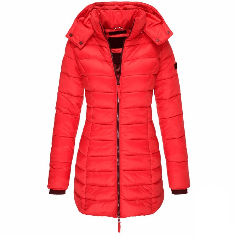 Damen Winterparka Lang Gefüttert Kapuze
