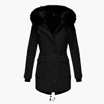 Damen Longline Winterjacke Warm Kapuzen