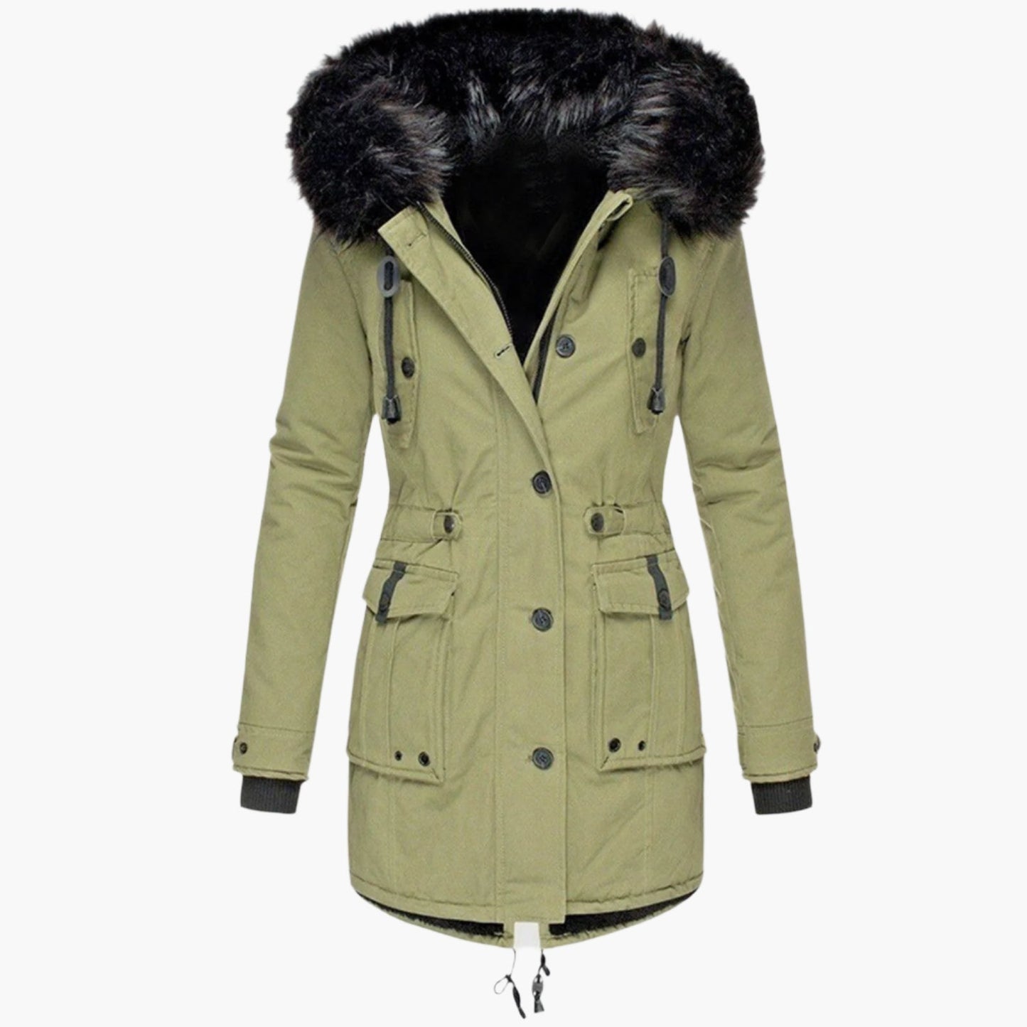 Damen Longline Winterjacke Warm Kapuzen