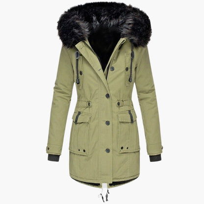 Damen Longline Winterjacke Warm Kapuzen