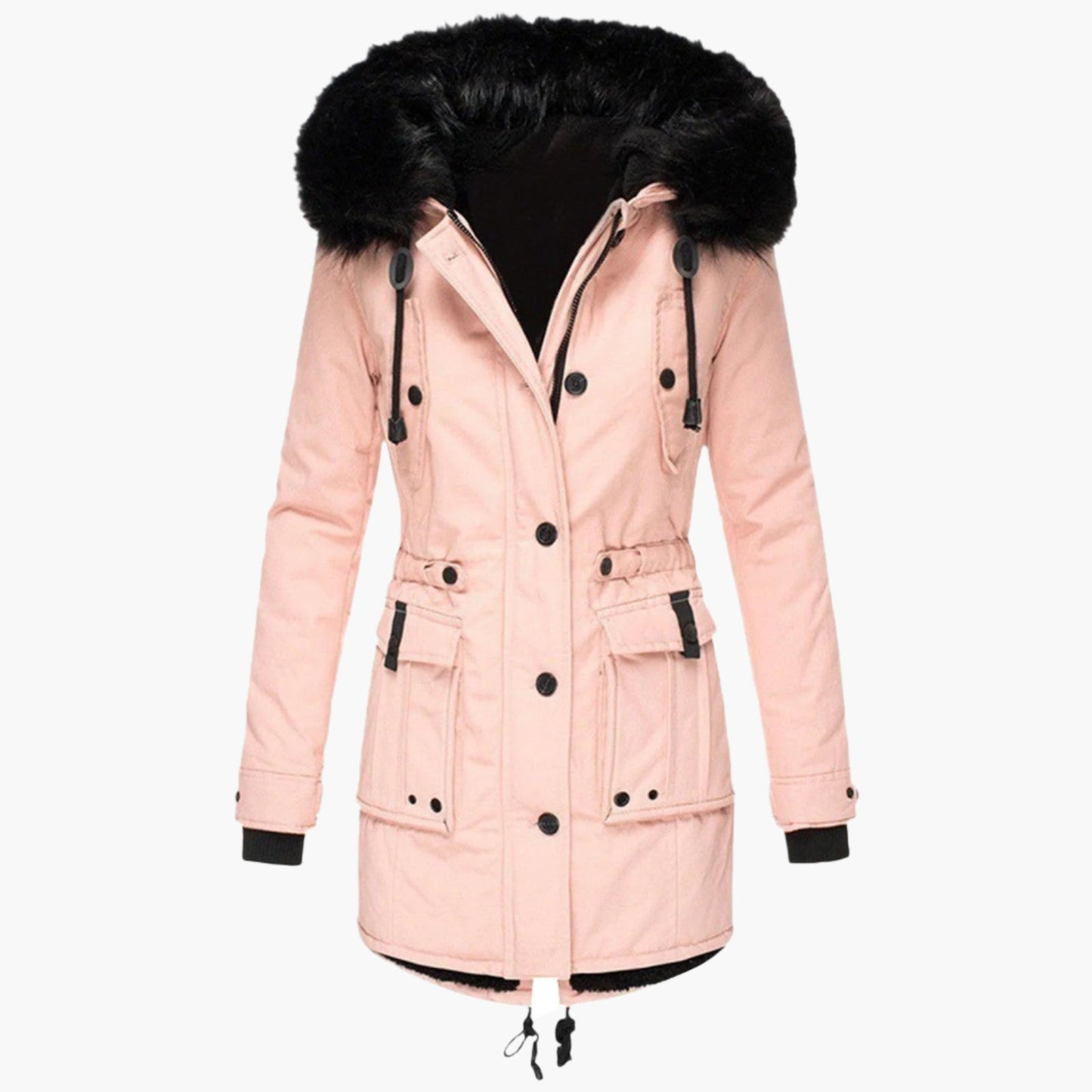 Damen Longline Winterjacke Warm Kapuzen