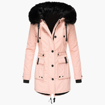 Damen Longline Winterjacke Warm Kapuzen