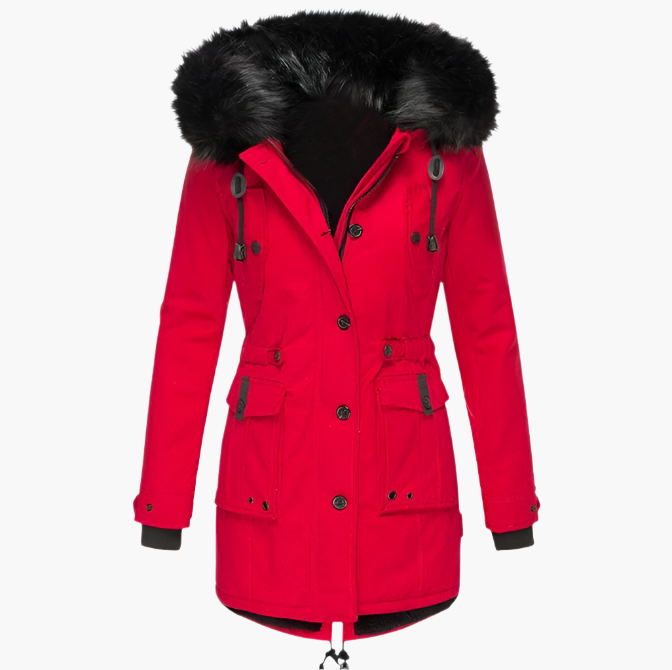 Damen Longline Winterjacke Warm Kapuzen