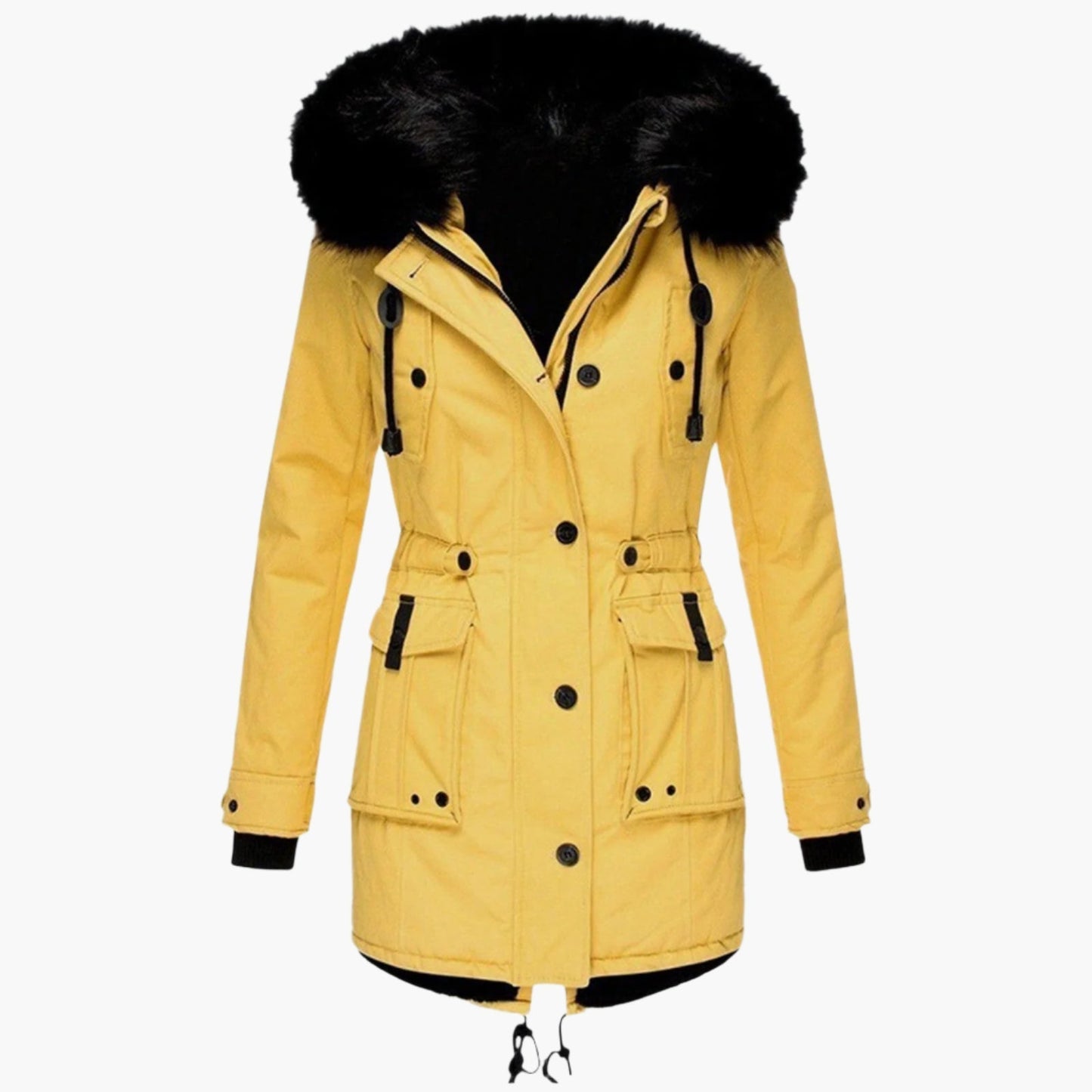 Damen Longline Winterjacke Warm Kapuzen
