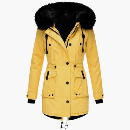 Damen Longline Winterjacke Warm Kapuzen