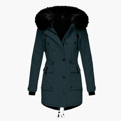 Damen Longline Winterjacke Warm Kapuzen