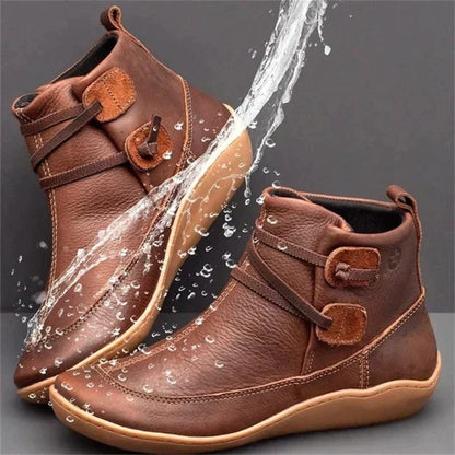 Damen Stiefeletten Wasserfestes Leder Verstellbarer Riemen