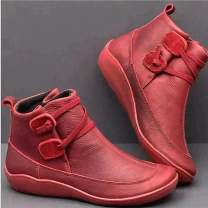 Damen Stiefeletten Wasserfestes Leder Verstellbarer Riemen