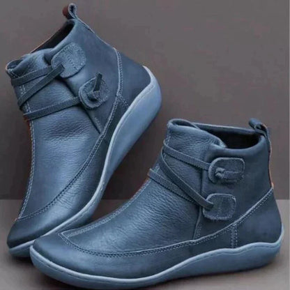 Damen Stiefeletten Wasserfestes Leder Verstellbarer Riemen - Eveloria