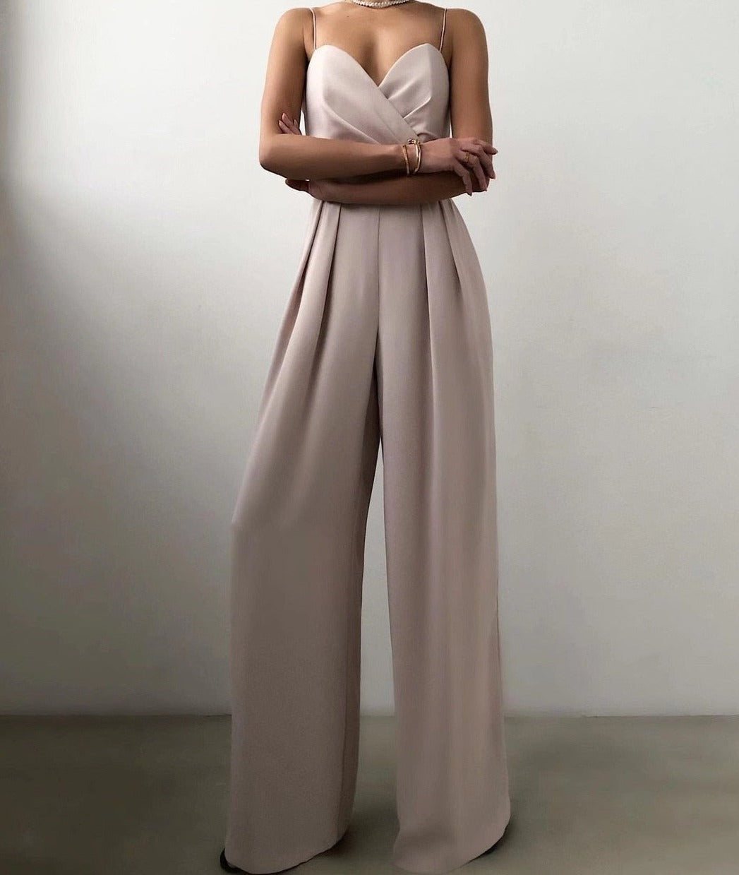 Damen Jumpsuit Weites Bein Spaghettiträger