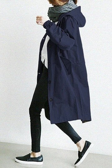 Eveloria Damen Trenchcoat Klassisch Lang Wasserabweisend