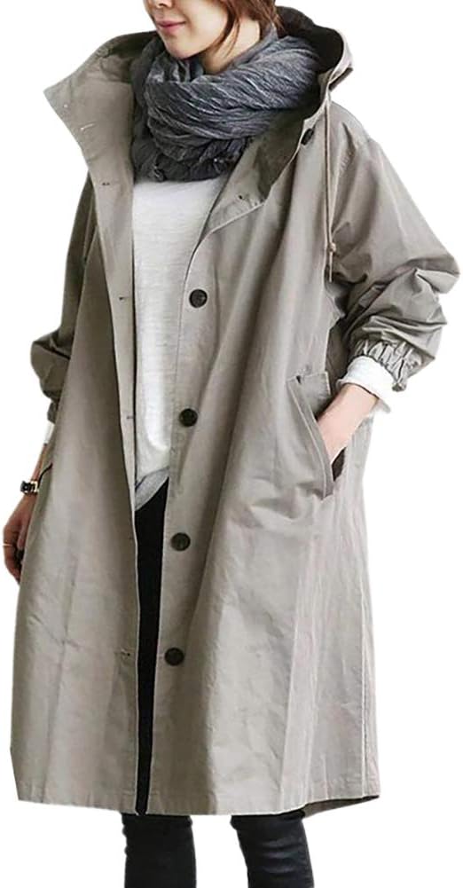 Eveloria Damen Trenchcoat Klassisch Lang Wasserabweisend