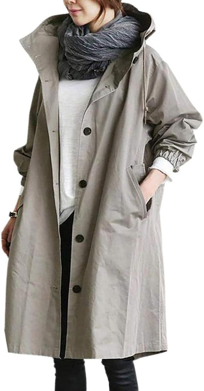 Eveloria Damen Trenchcoat Klassisch Lang Wasserabweisend