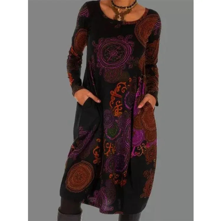 Damen Winterkleid Midi Elegantes Wollkleid