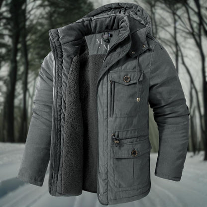 Herren Winterjacke Warm Kapuze Taschen
