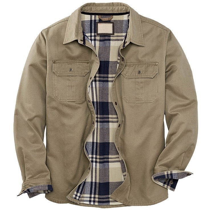 Herren Wachsjacke Bomberstil Warmes Flanellfutter