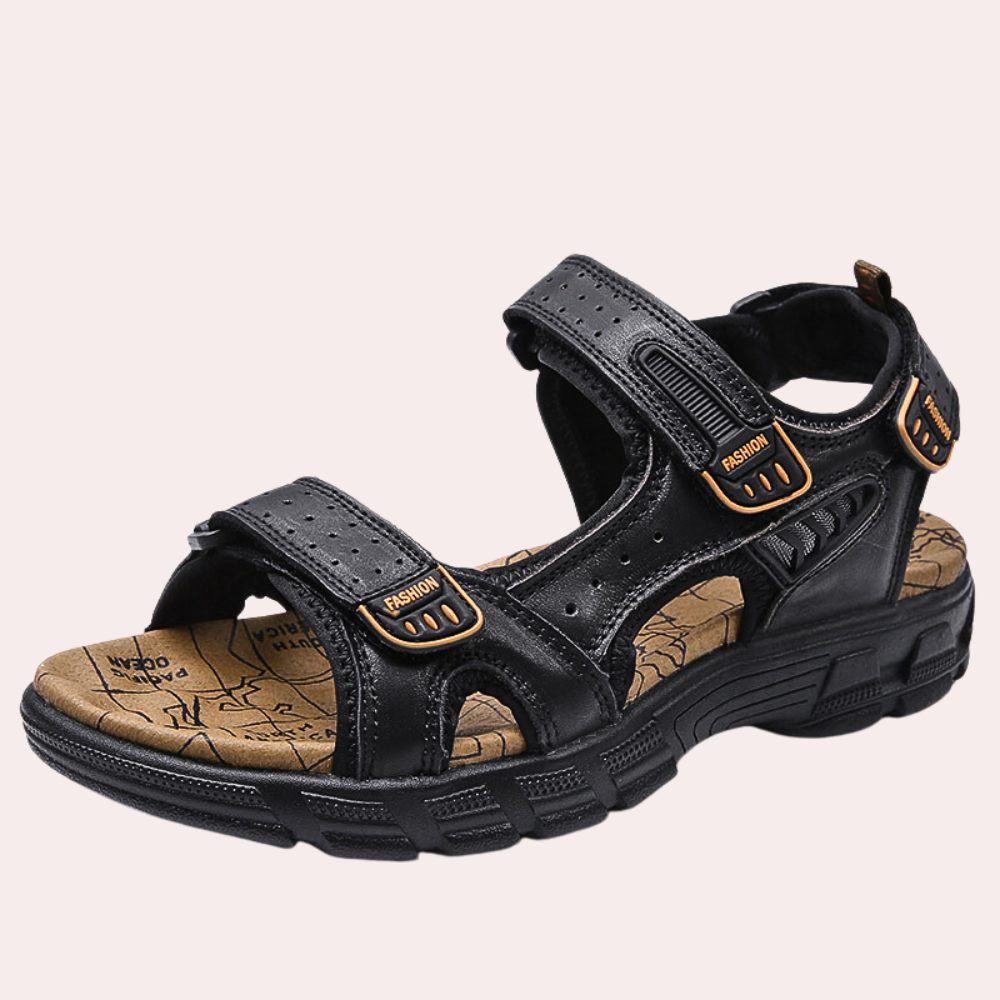 Herren Orthopädische Wandersandalen Klettverschluss Schwarz - Eveloria